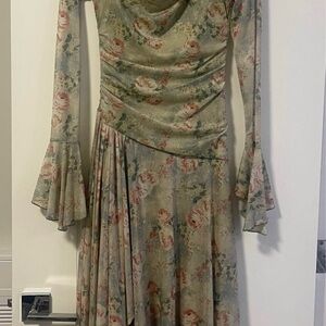 Floral Long Sleeve Dress sage green